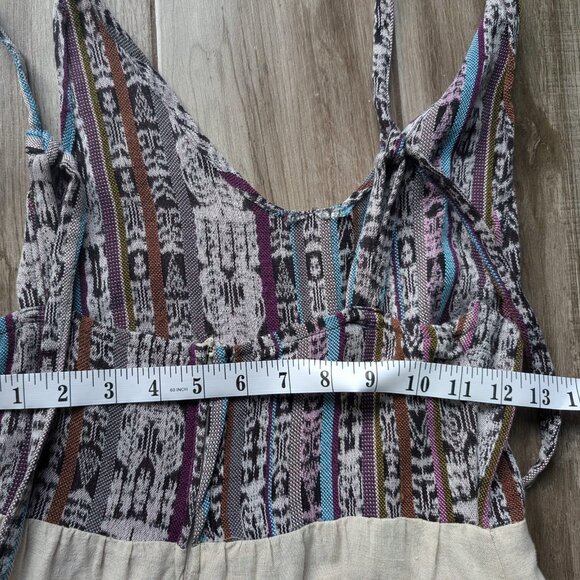 GAP Linen Cotton Boho Sleeveless Mini Dress Women’s Size 2 Beige Multicolor - Picture 3 of 5